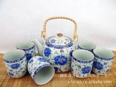 供應青花牡丹提梁壺茶具套裝——德化縣萬瓷堂日用陶瓷工藝廠批發指南